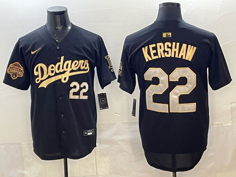 Men Los Angeles Dodgers #22 Kershaw Black Gold Game 2026 Nike MLB Jersey 002